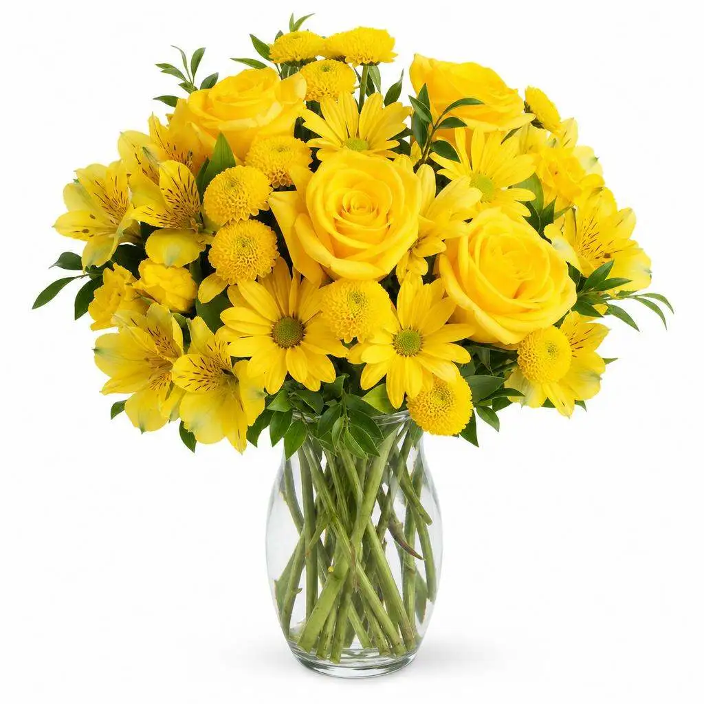 Yellow rose arrangement by Bentley Florist