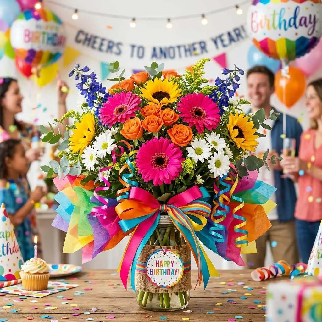 A colorful celebration arrangement suited to many different occasions